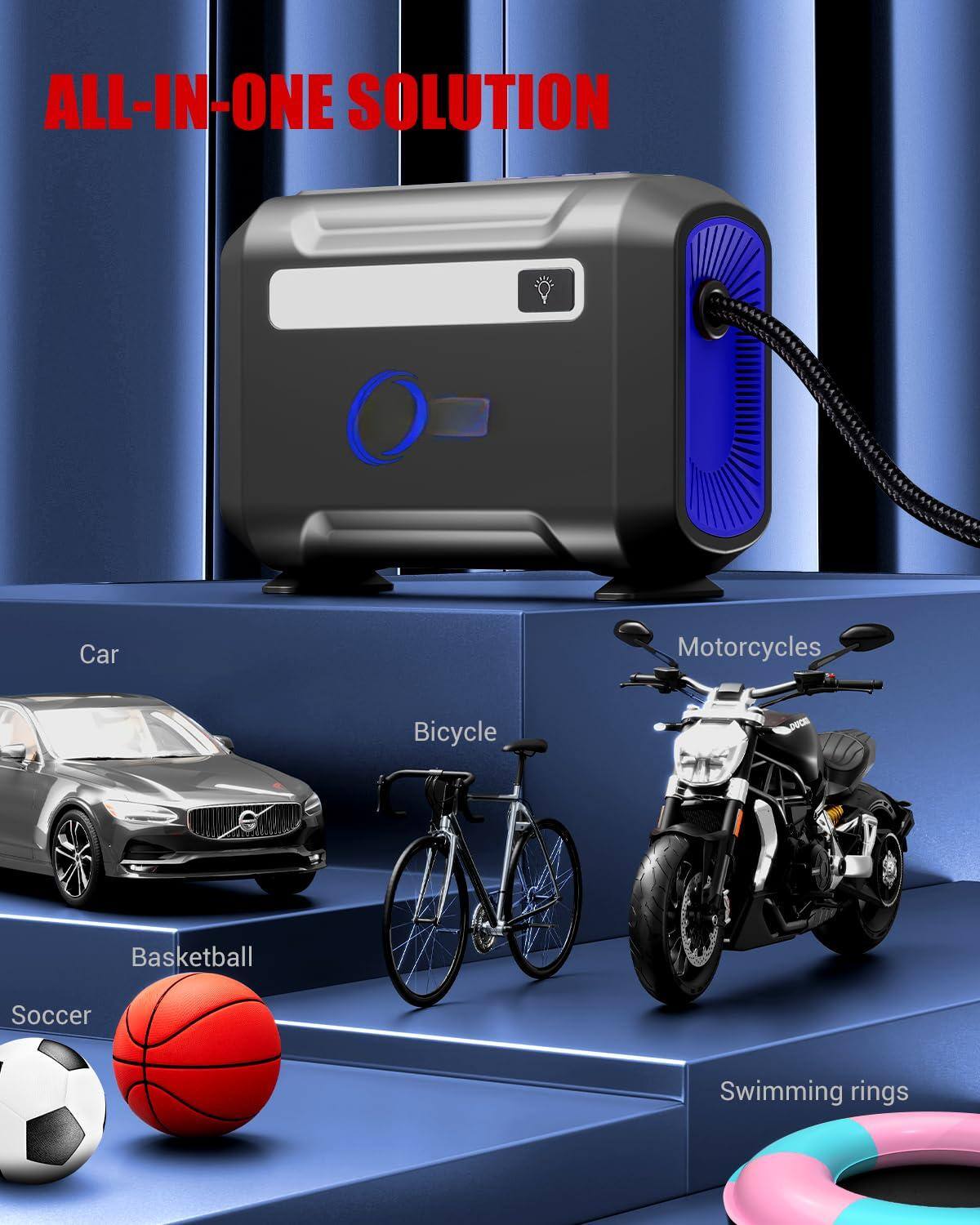 JETRANSPORT R8 Tire Inflator Portable Air Compressor Dc 12v With Large ...