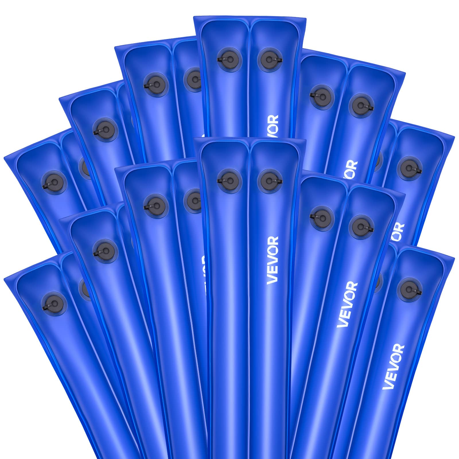 VEVOR - 12-Pack Pool Cover Water Bags, 10 Ft Double Chamber Tubes, 0.4mm Thick PVC with Leak-Resistant Screw Caps - Dark blue