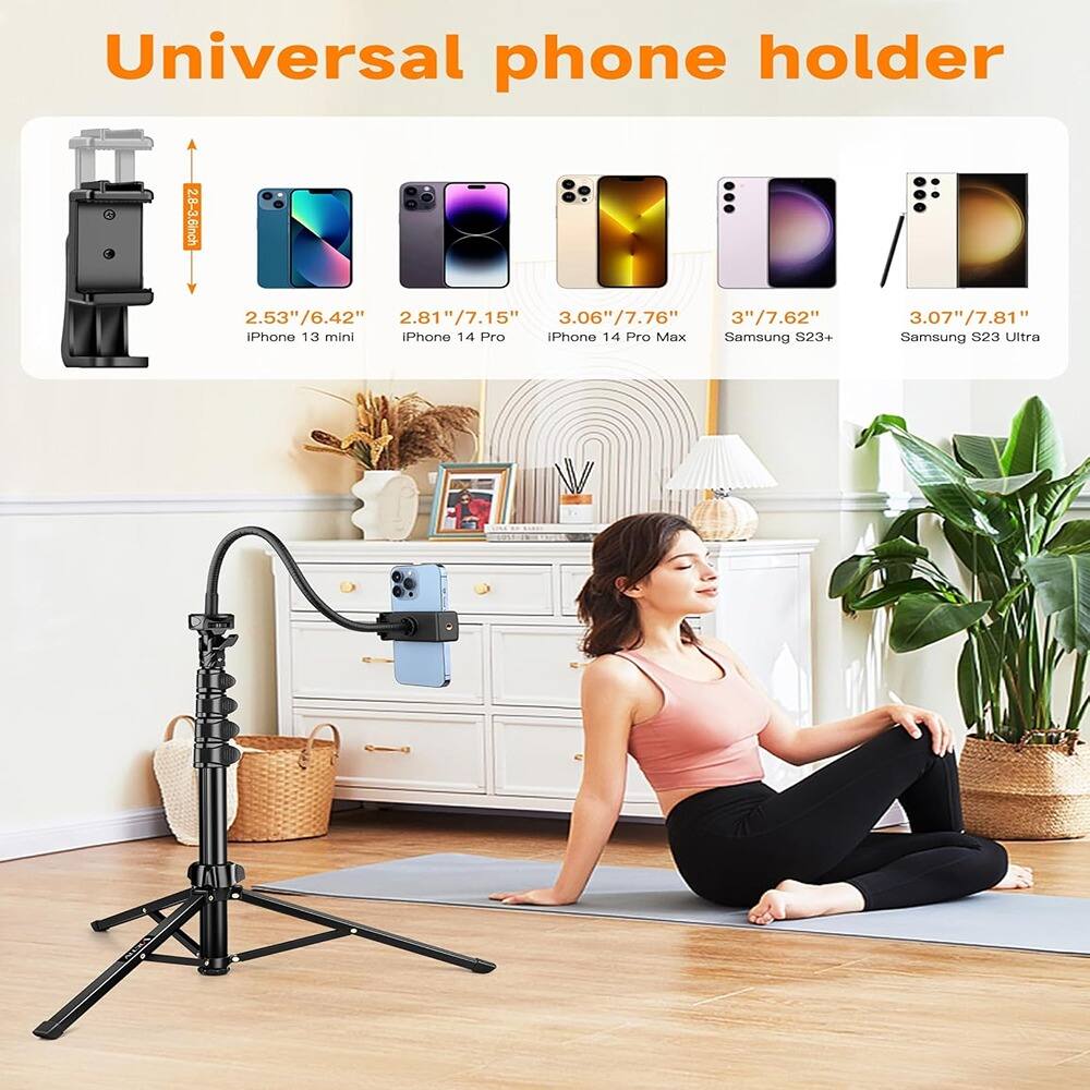 Universal phone holder

2.53"/6.42" iPhone 13 mini  
2.81"/7.15" iPhone 14 Pro  
3.06"/7.76" iPhone 14 Pro Max  
3"/7.62" Samsung S23+  
3.07"/7.81" Samsung S23 Ultra