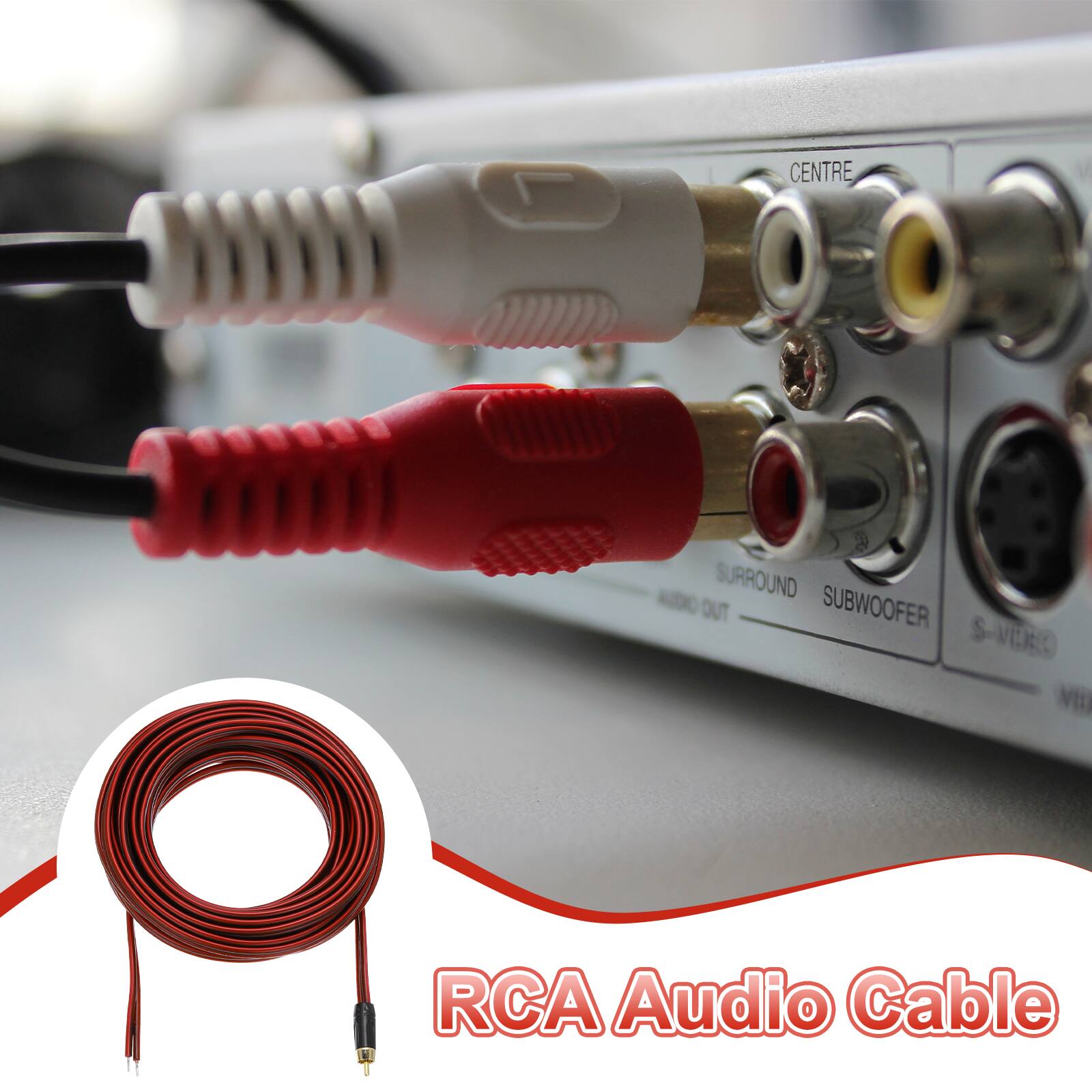 CENTRE SURROUND SUBWOOFER S-VIDEO RCA Audio Cable