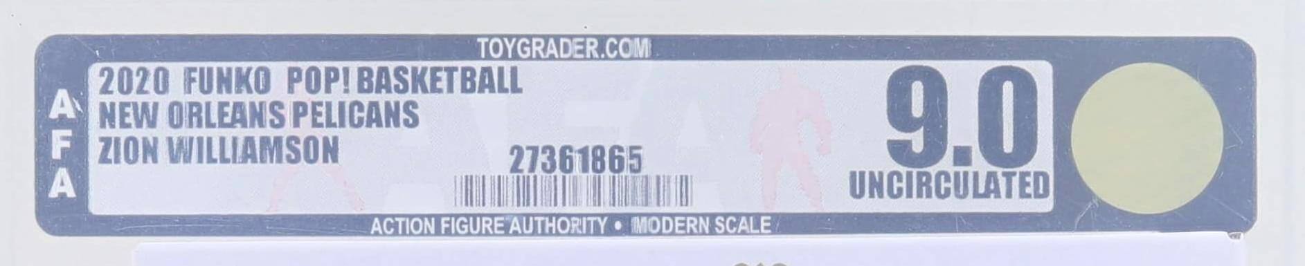 TOYGRADER.COM  
2020 FUNKO POP! BASKETBALL  
NEW ORLEANS PELICANS  
ZION WILLIAMSON  
27361865  
9.0 UNCIRCULATED  
ACTION FIGURE AUTHORITY • MODERN SCALE