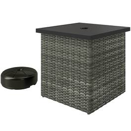 Outsunny - Side Table with 1.5" Umbrella Hole, Square Outdoor End Table with UV-Resistant Frame - Gray