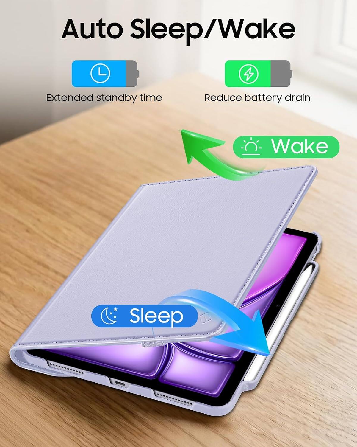 Auto Sleep/Wake

Extended standby time
Reduce battery drain

Wake
Sleep