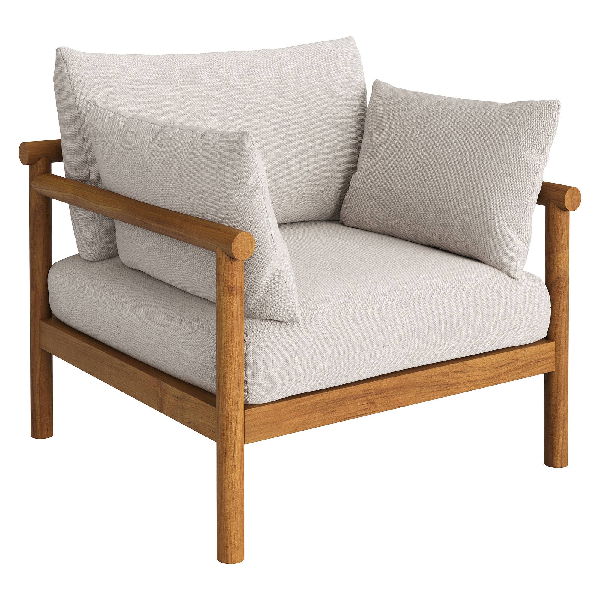 Angle. Modway - Eleni Outdoor Teak Wood Armchair by Modway - Natural Sail.