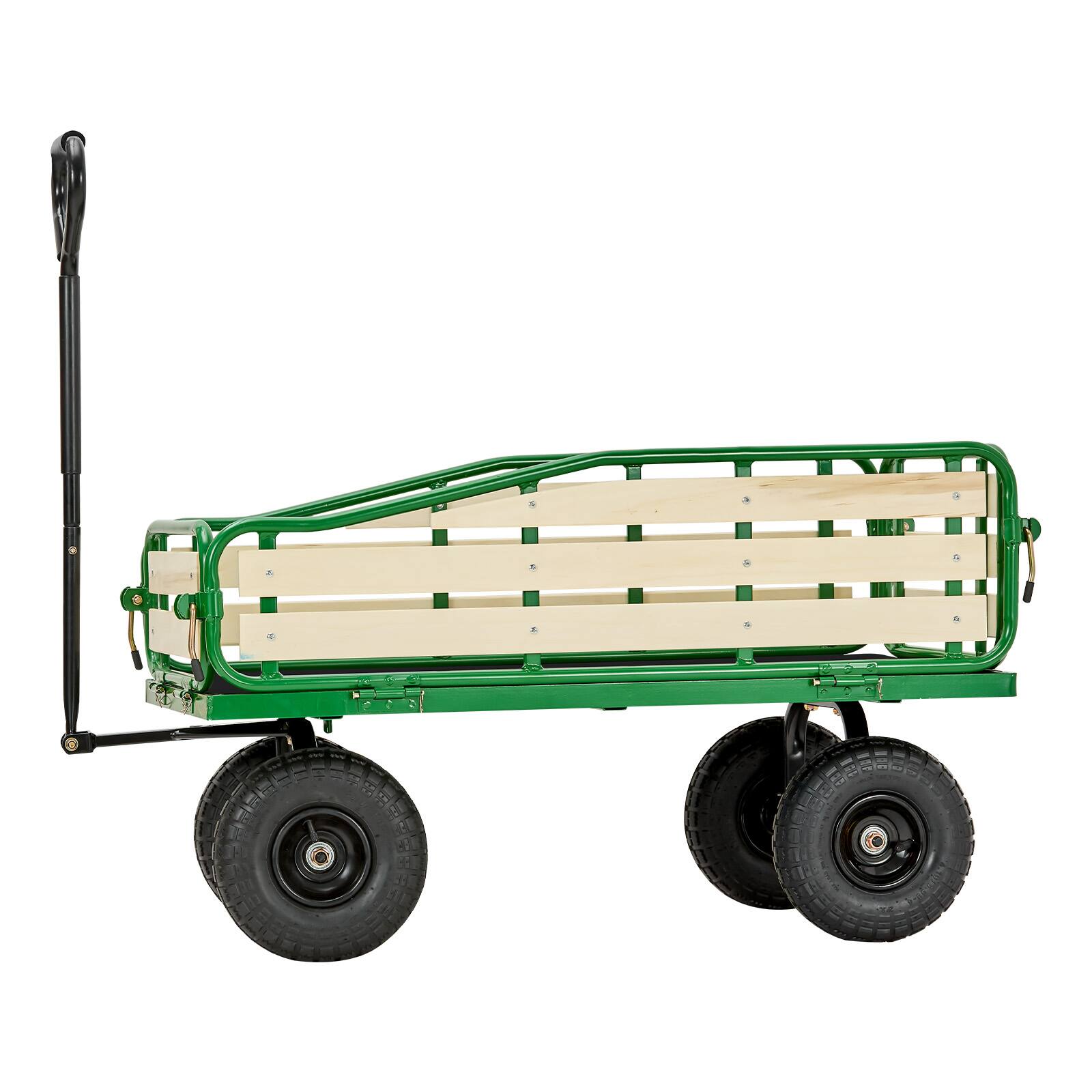 Alt View 5. VEVOR - Pull-Along Wagon for Kids, 39 in Toddler Wagons with Foldable Wooden Panel & Handle, Supports up to 551 lbs - Green + logs + black.