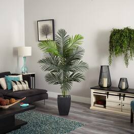 BreeBe - 5.5' Paradise Artificial Palm Tree in Black Planter - Green
