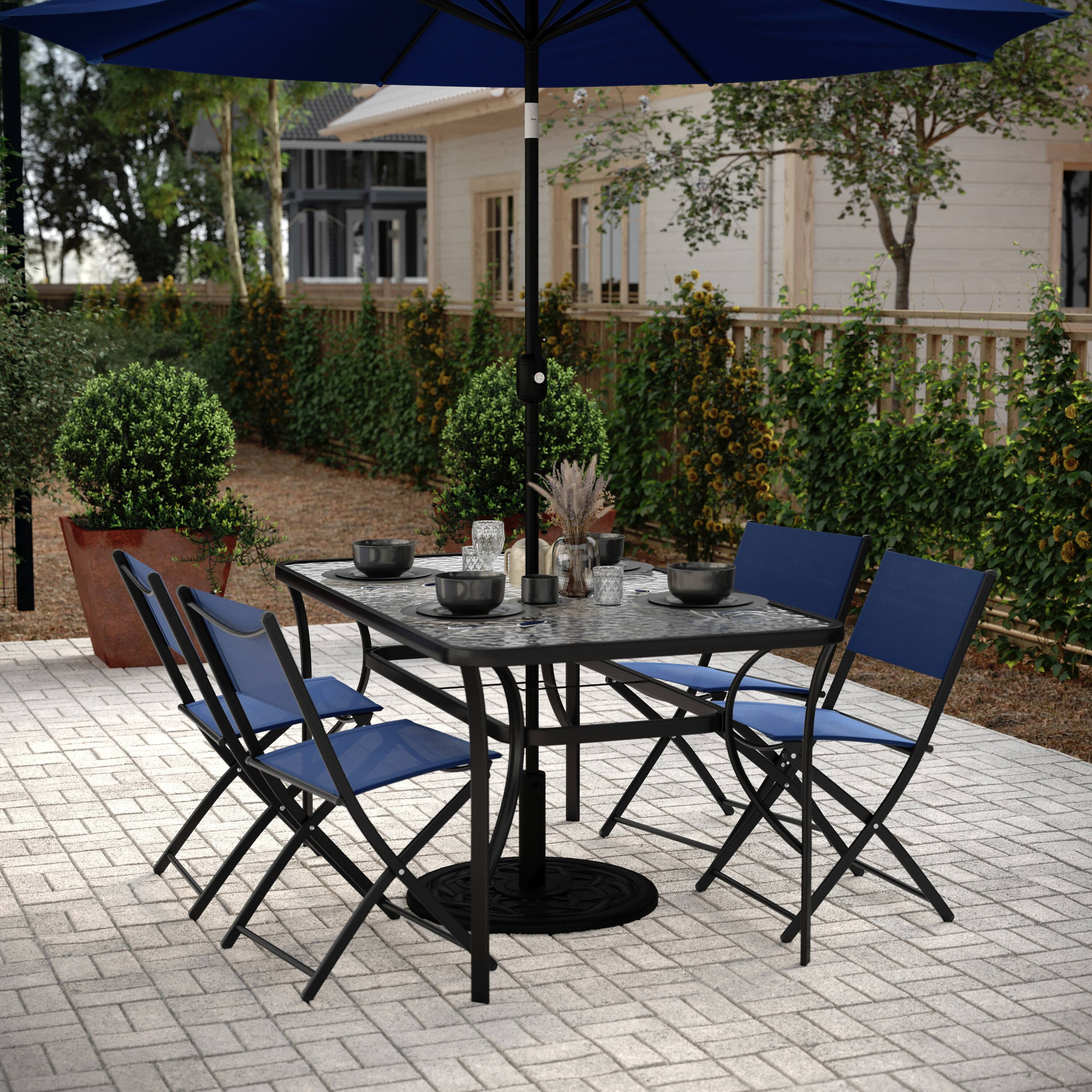 Alt View 1. Flash Furniture - Tory Commercial Grade 35" x 59" Rectangular Patio Table with Tempered Glass Top with Umbrella Hole and Steel Tube Frame - Black.