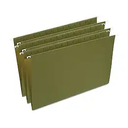 Staples - Hanging File Folder, Stright Cut, Legal Size, 25/Box - Standard Green