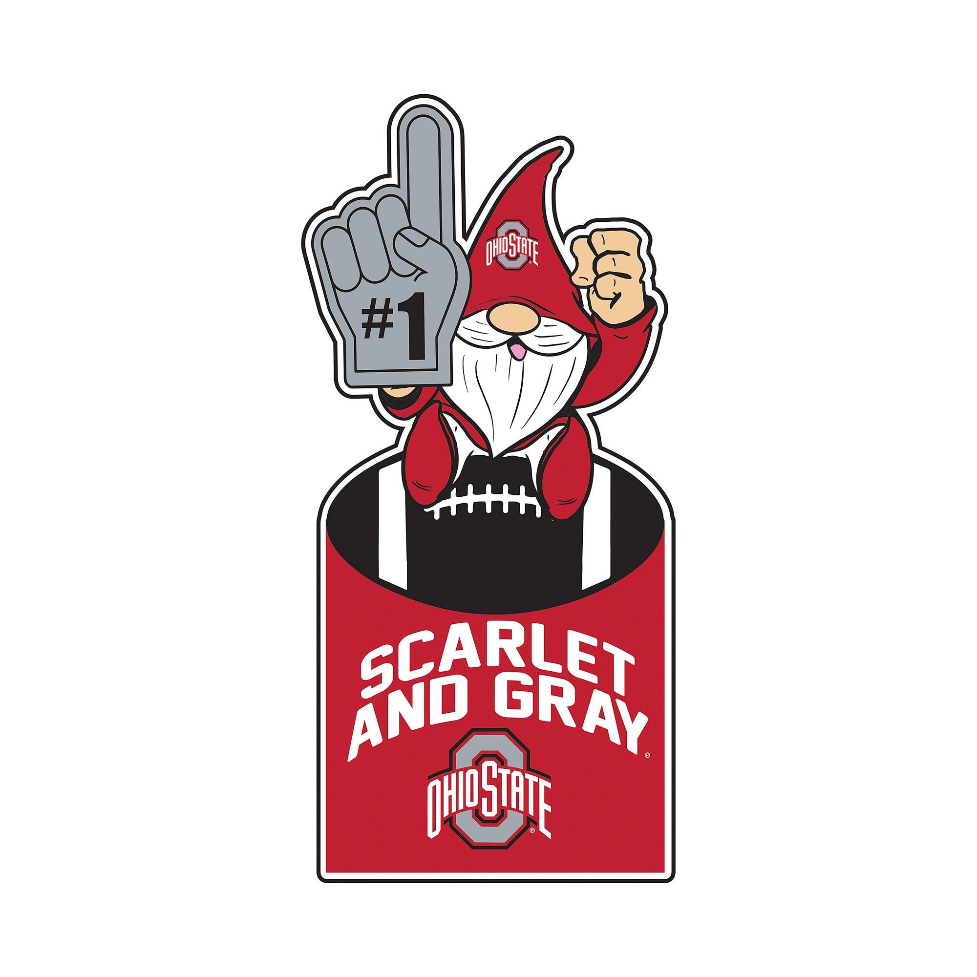 Ohio State Buckeyes 30" Metal Gnome 3-in-1 Outdoor Yard Sign