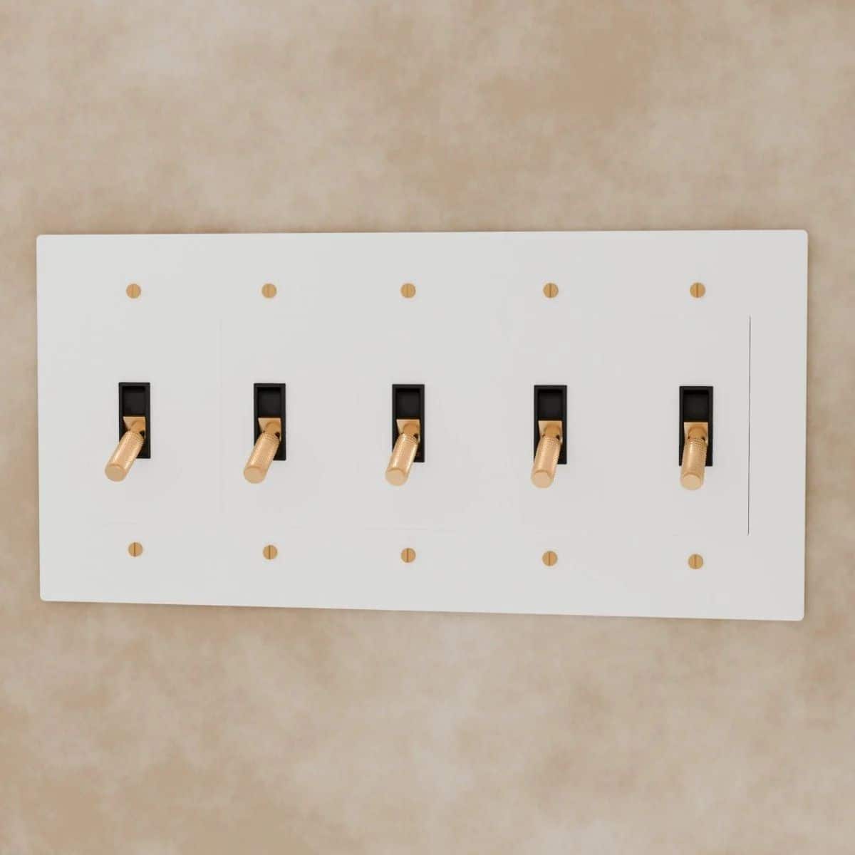 Siljoy - with Brass Toggle Switch (5 Gang) - White