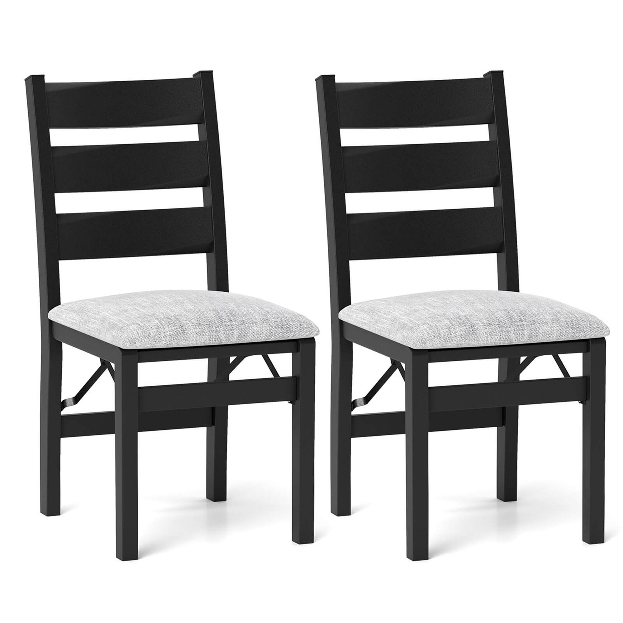Alt View 8. Costway - Costway Folding Chairs Set of 2 Modern Upholstered Chairs with Comfy Backrest & Padded Seat - Black.