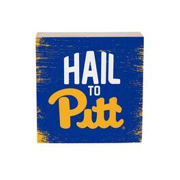 Evergreen Enterprises - Pitt Panthers 6" Square Fan Chant Wood Block Shelf Sign - Multicolor