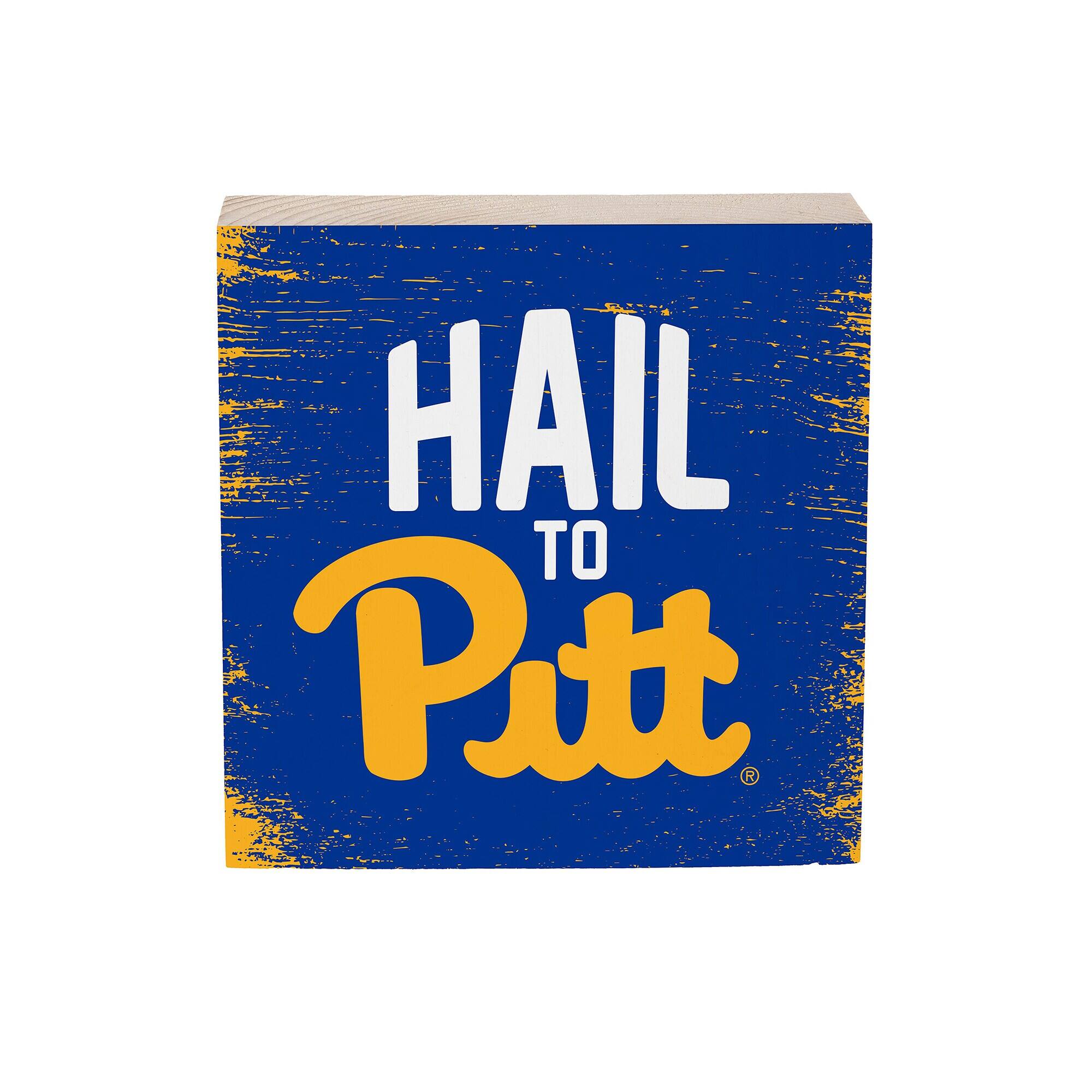Pitt Panthers 6" Square Fan Chant Wood Block Shelf Sign
