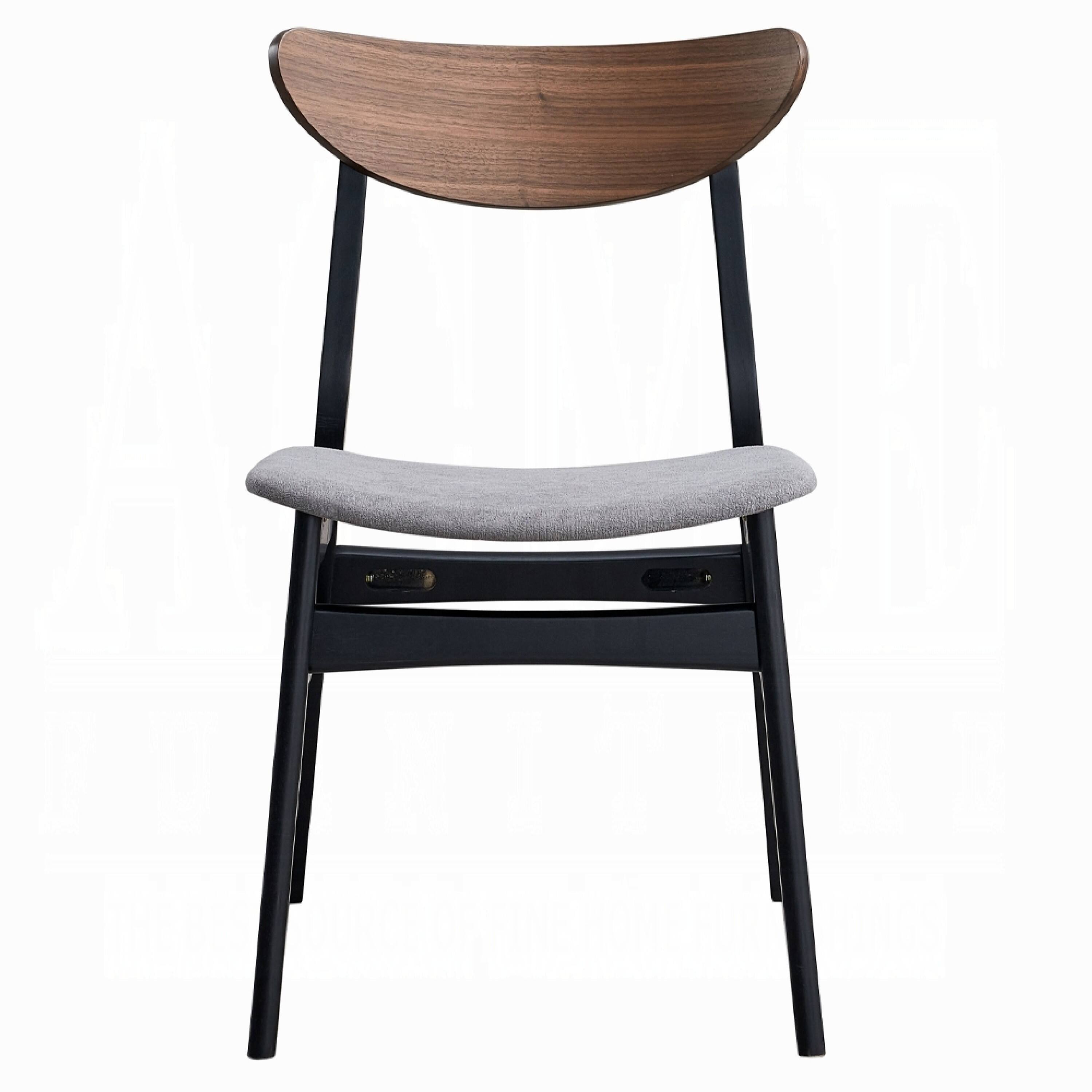 Alt View 1. Manhattan Lane - Bery Dining Side Chair Set of 2, Gray Linen Seat - Gray, Walnut Brown, Black.