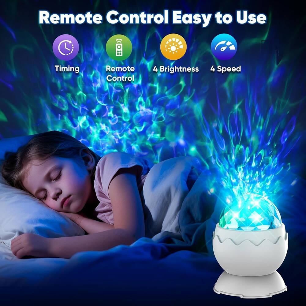Remote Control Easy to Use  
- Timing  
- Remote Control  
- 4 Brightness  
- 4 Speed