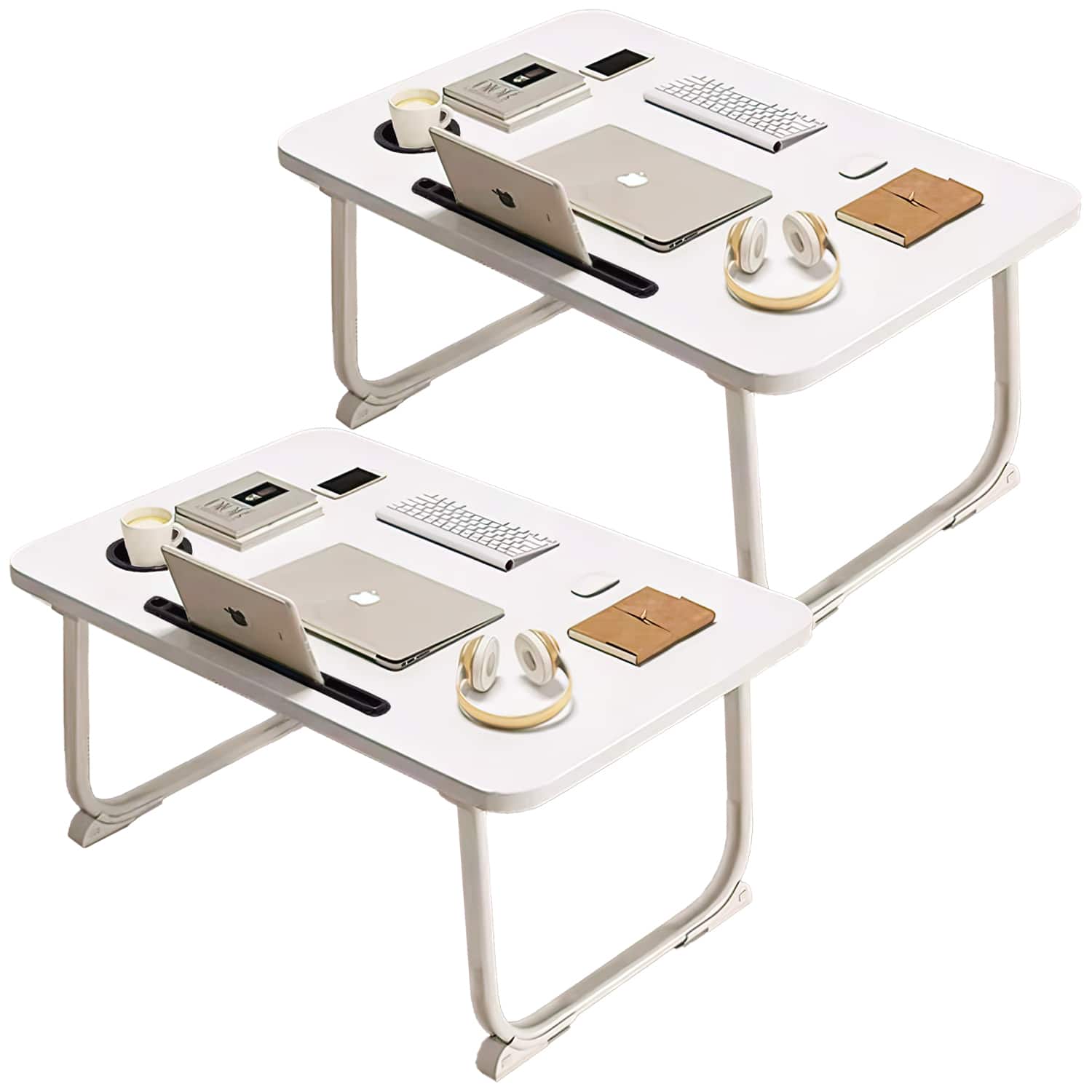 FC Design - 2 Pack XL Foldable Laptop Computer Table, Breakfast Serving Bed Tray, Lap Desk with Foldable Leg