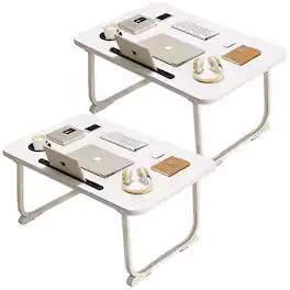 FC Design - 2 Pack XL Foldable Laptop Computer Table, Breakfast Serving Bed Tray, Lap Desk with Foldable Leg