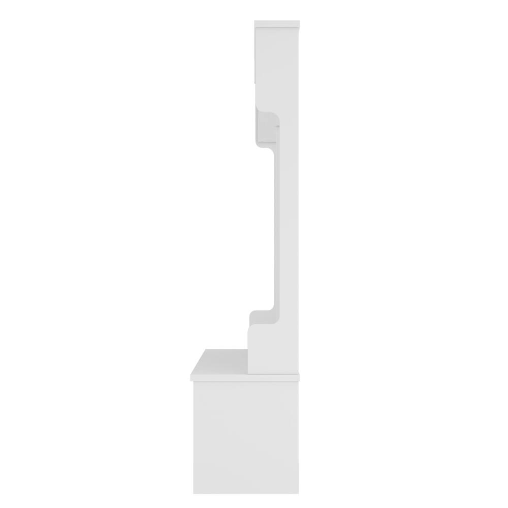 Alt View 4. Loheer - Loheer Modern White Hall Tree, Entryway Coat Rack with Shoe Cubbies, Metal Hooks, 59.1 Inch Wide - White.