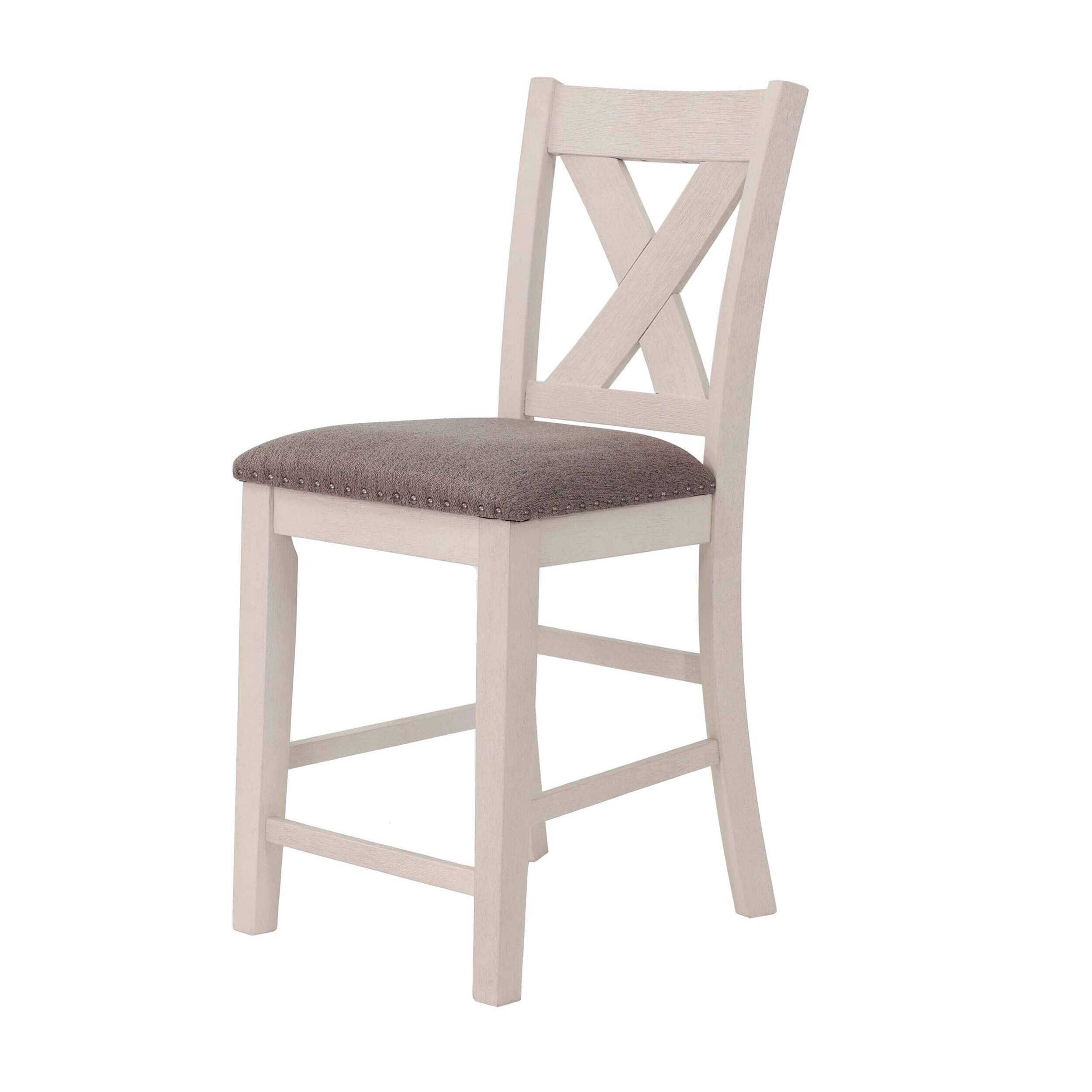 Alt View 2. Manhattan Lane - Joss 40 Inch Cottage Wood Counter Height Chair, Set of 2 - Cream, Gray.