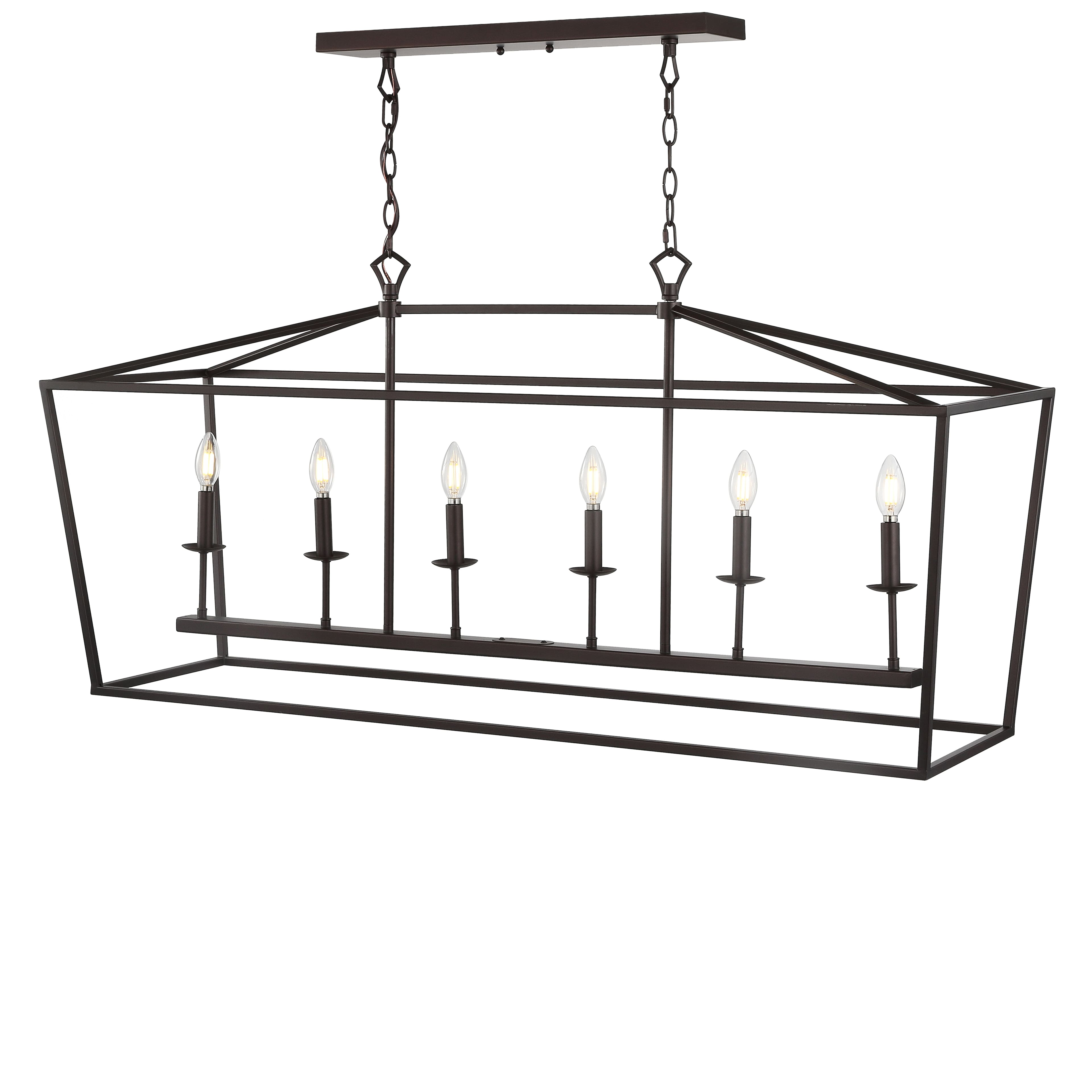 "Jonathan Y - Pagoda 49"" 6-Light Classic Traditional Metal Linear Cage Lantern LED Pendant, Oil Rubbed Bronze - Oil-Rubbed Bronze" price history on PriceWatchPro