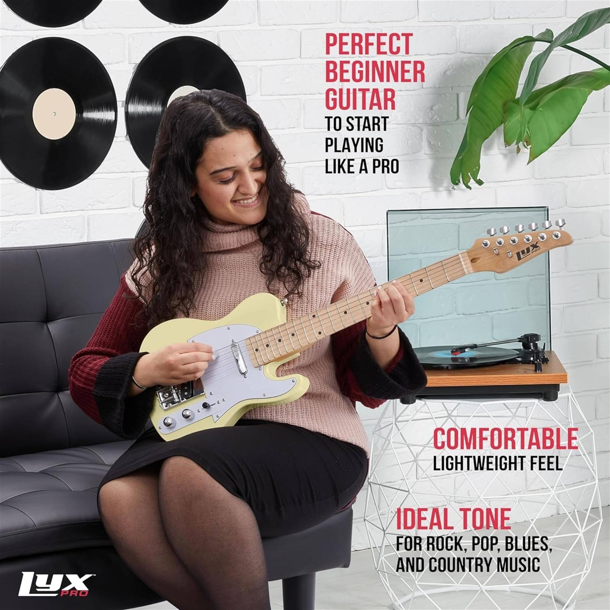 PERFECT BEGINNER GUITAR TO START PLAYING LIKE A PRO, COMFORTABLE LIGHTWEIGHT FEEL, IDEAL TONE FOR ROCK, POP, BLUES, AND COUNTRY MUSIC, LYX PRO