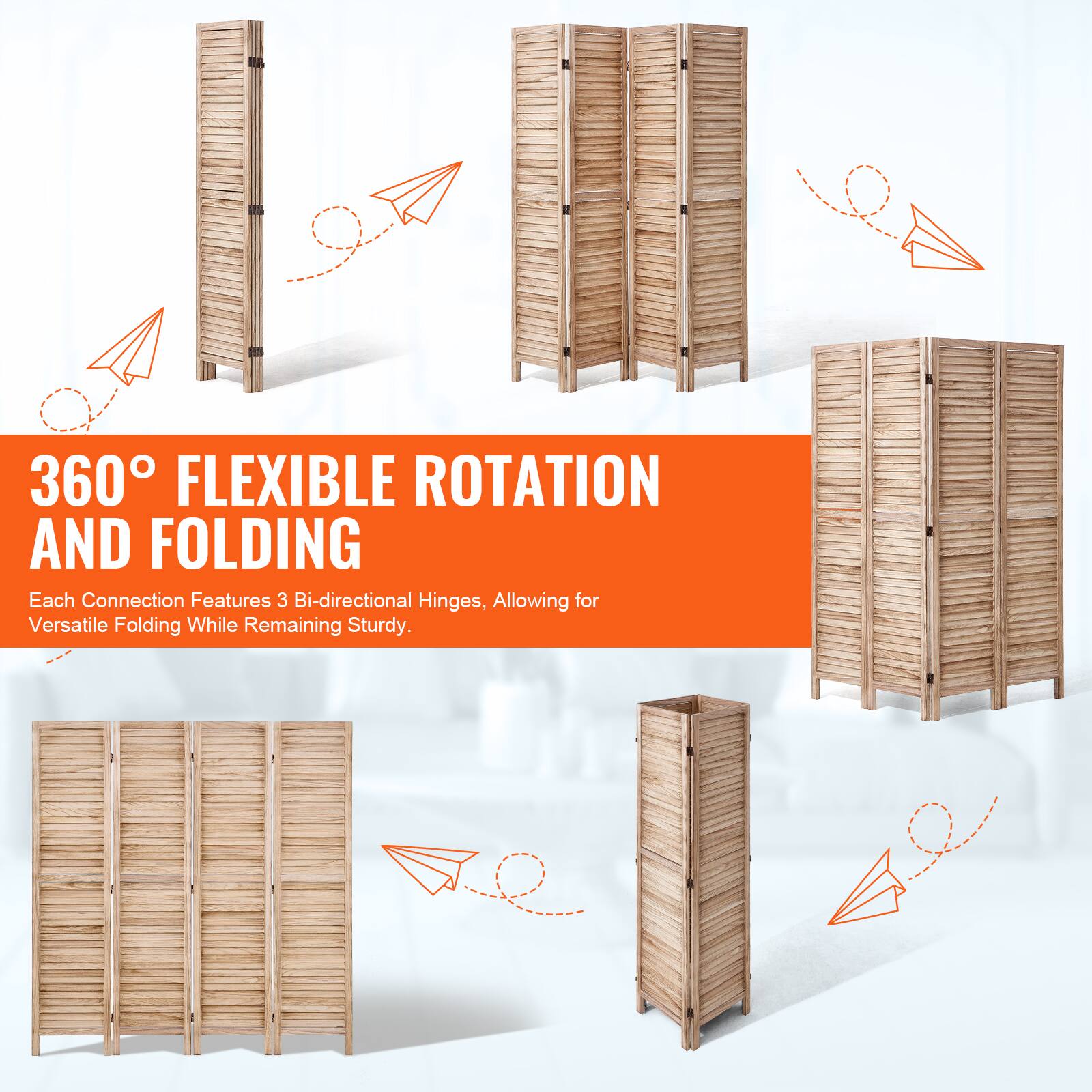360° FLEXIBLE ROTATION AND FOLDING  
Each Connection Features 3 Bi-directional Hinges, Allowing for Versatile Folding While Remaining Sturdy.