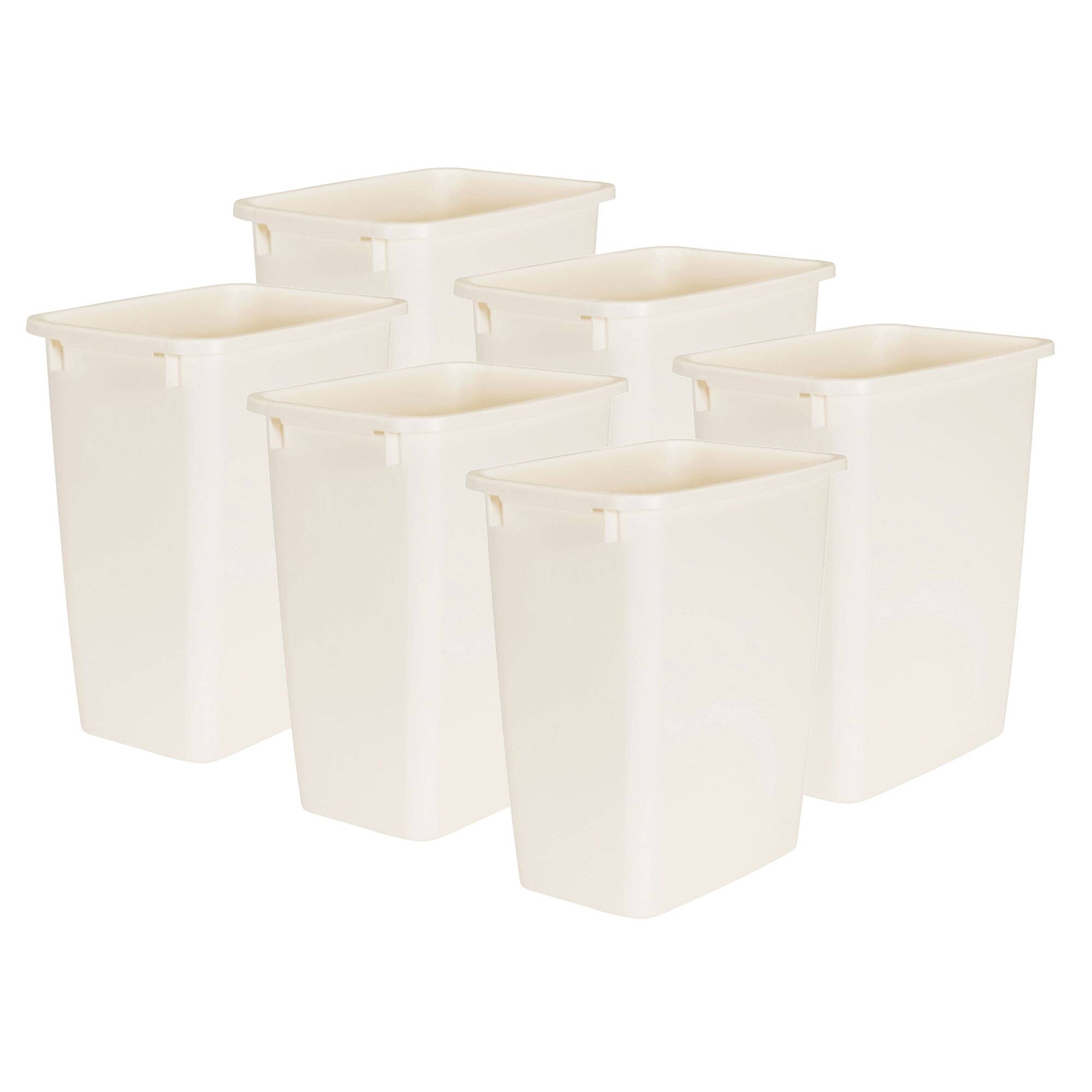 Front. RubberMaid - Rubbermaid 21 Quart Rectangular Kitchen Wastebasket Trash Can, Bisque (6 Pack) - Beige.