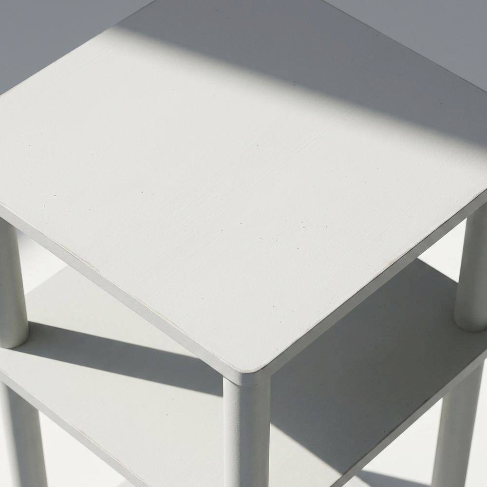 Alt View 2. FurniFact - White 3-Tier End Table with Multi-level Storage and Modern Design - White/White.