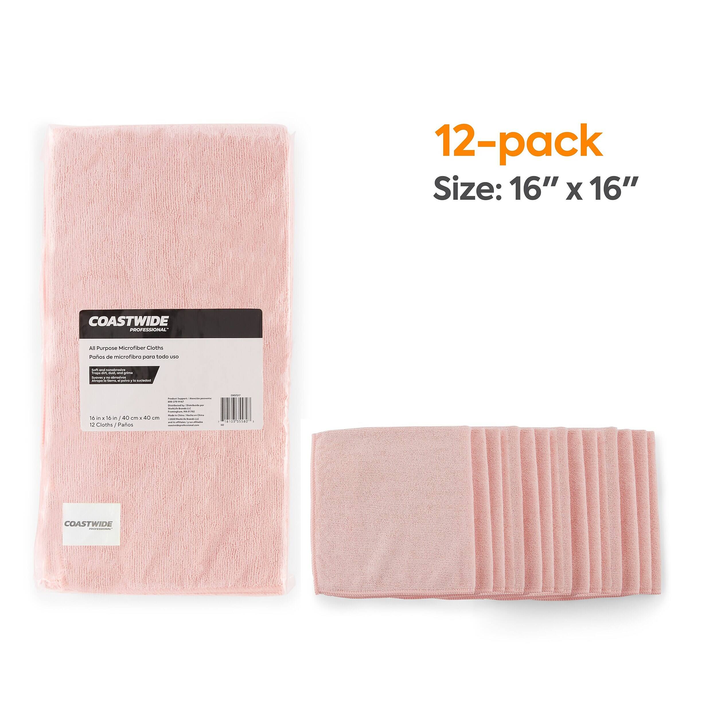 12-pack Size: 16" X 16"

COASTWIDE PROFESSIONAL
All Purpose Microfiber Cloths
Paos de microfibra para todo uso

Carlo 1 - Creams Km. - hove - www.cociador

WRICK - -

1/2 40 on 12 Cloths
- 80 cn - -

SECTIVE Y
COASTWIDE