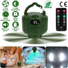 Loheer - Portable Camping Fan with LED Light Rechargeable Tent Ceiling Fan with Remote and Power Bank