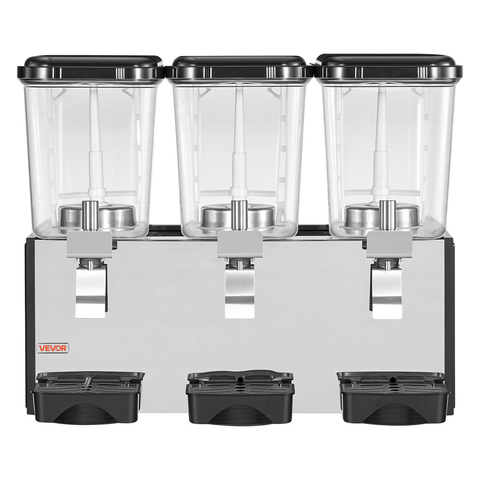 Alt View 5. VEVOR - Commercial Beverage Dispenser 3 Tanks 18 L / 19 QT Per Tank, Stainless Steel Juice Dispenser, Ice Tea Drink Machine - Black;Silver.