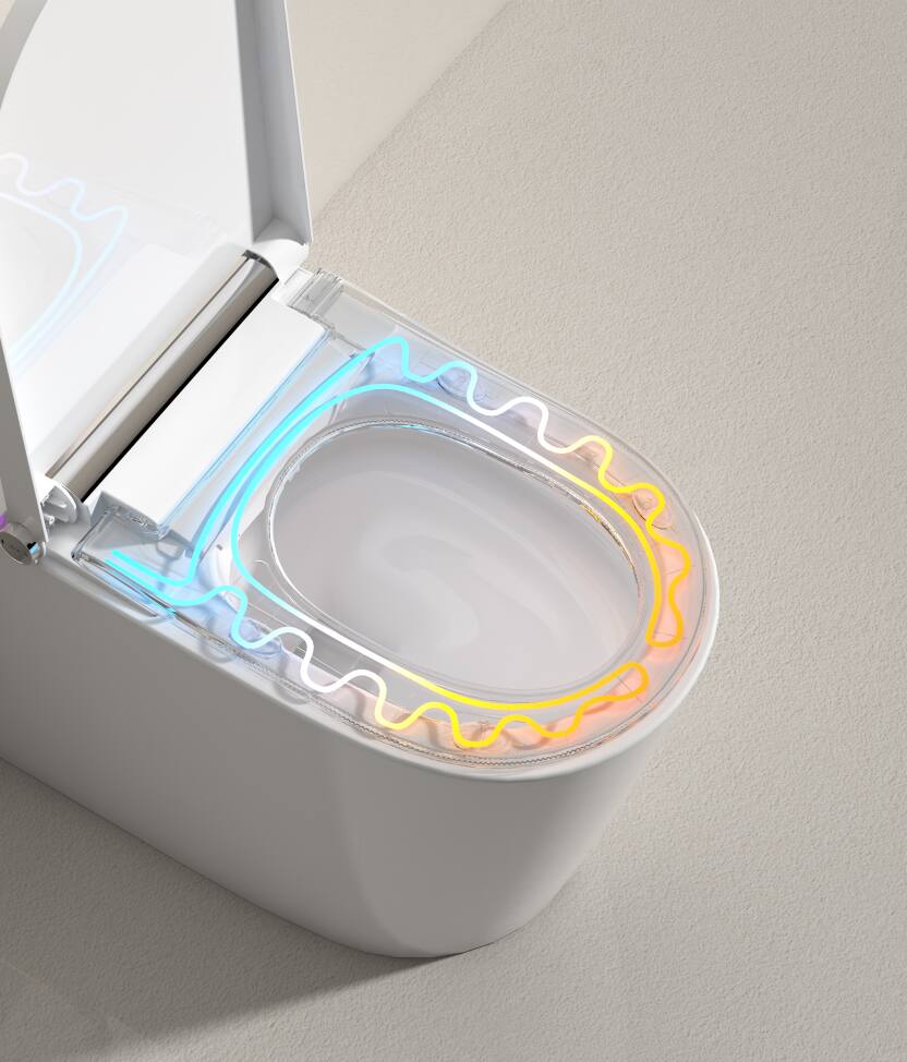 Alt View 7. Ecooso - Smart Toilet with Heated Seat, Tankless Auto Flush, Adjustable Temp, Remote Control, LED Display - White.