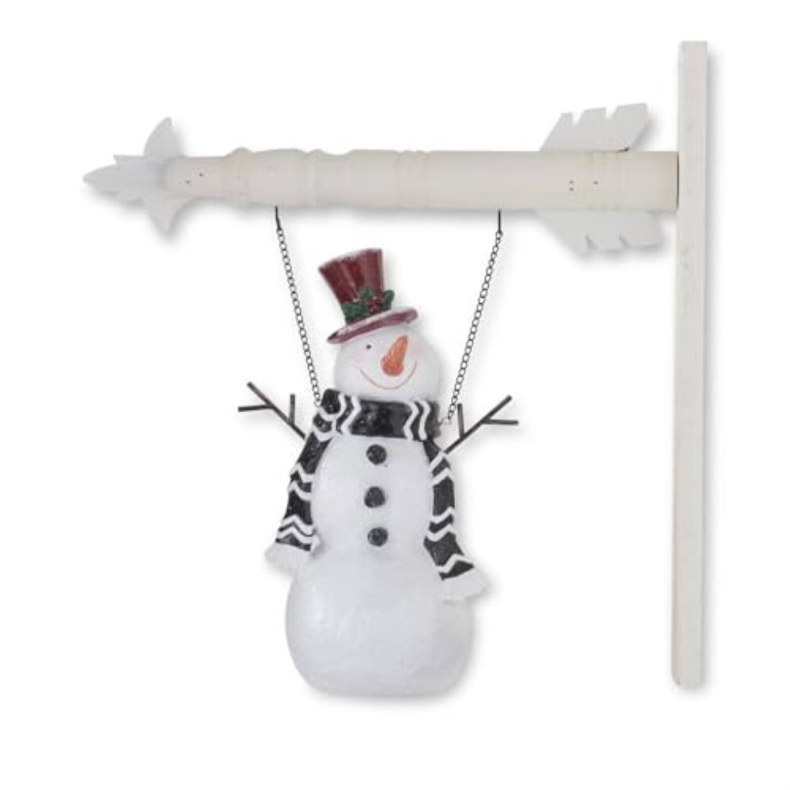 Angle. K&K Interiors - K&K Interiors Happy Snowman Resin Christmas Arrow Replacement Sign 12.25 inch - Arrow Sold Separately - White.