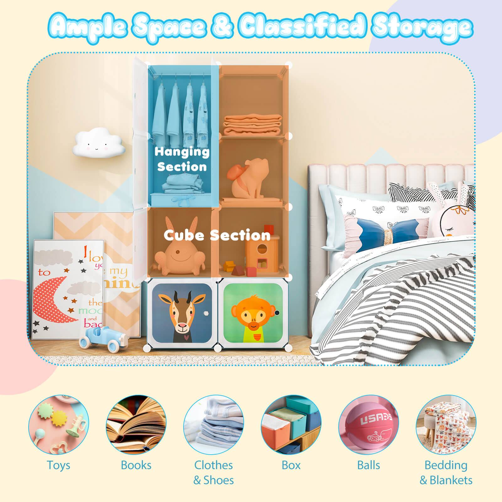 Ample Space & Classified Storage

Hanging Section

Cube Section

Toys

Books

Clothes & Shoes

Box

Balls

Bedding & Blankets