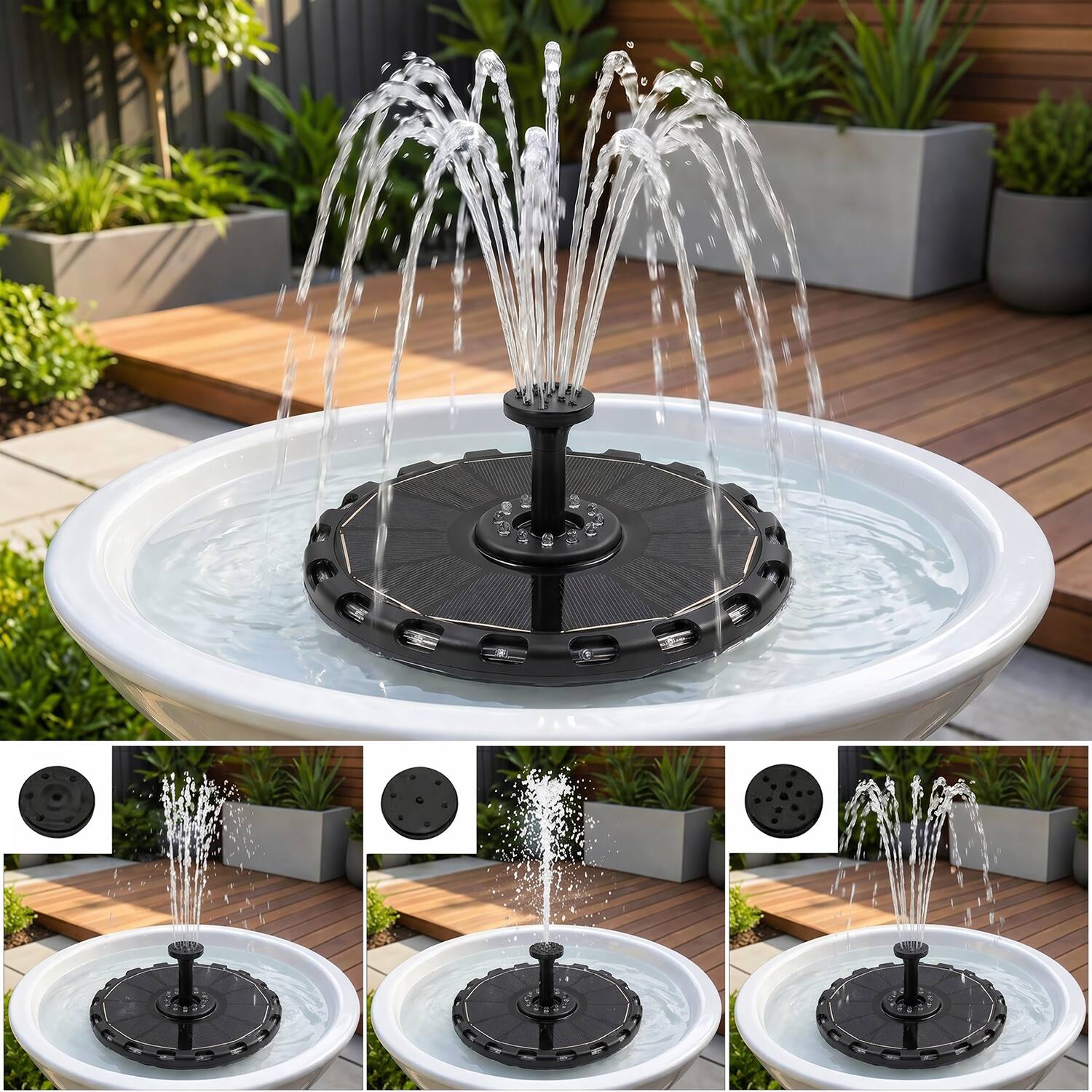 Alt View 1. COWIN - Solar Water Fountain Pump Energy Efficient Outdoor Colorful Lights for Bird Bath Garden Pond Pool - Black.