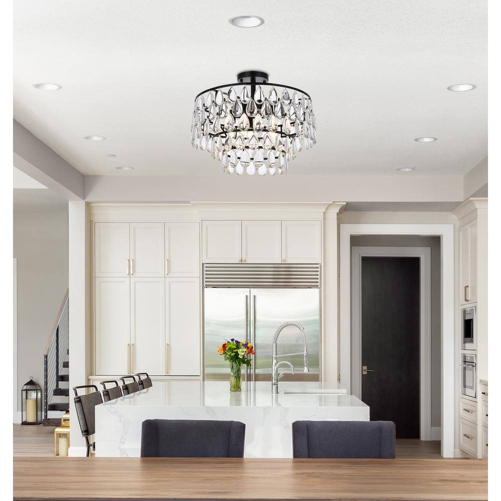Angle. Elegant Lighting - Mila 18 inch flush mount in black - Black.