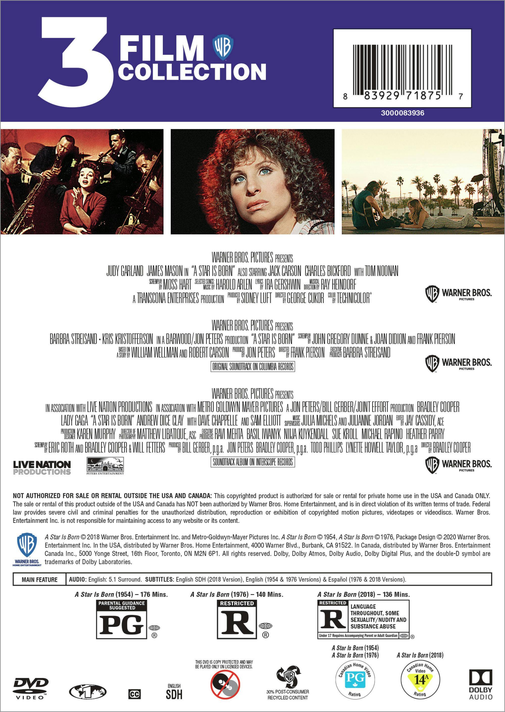 Back. A Star is Born - 3-Film Collection (DVD Set) [DVD].