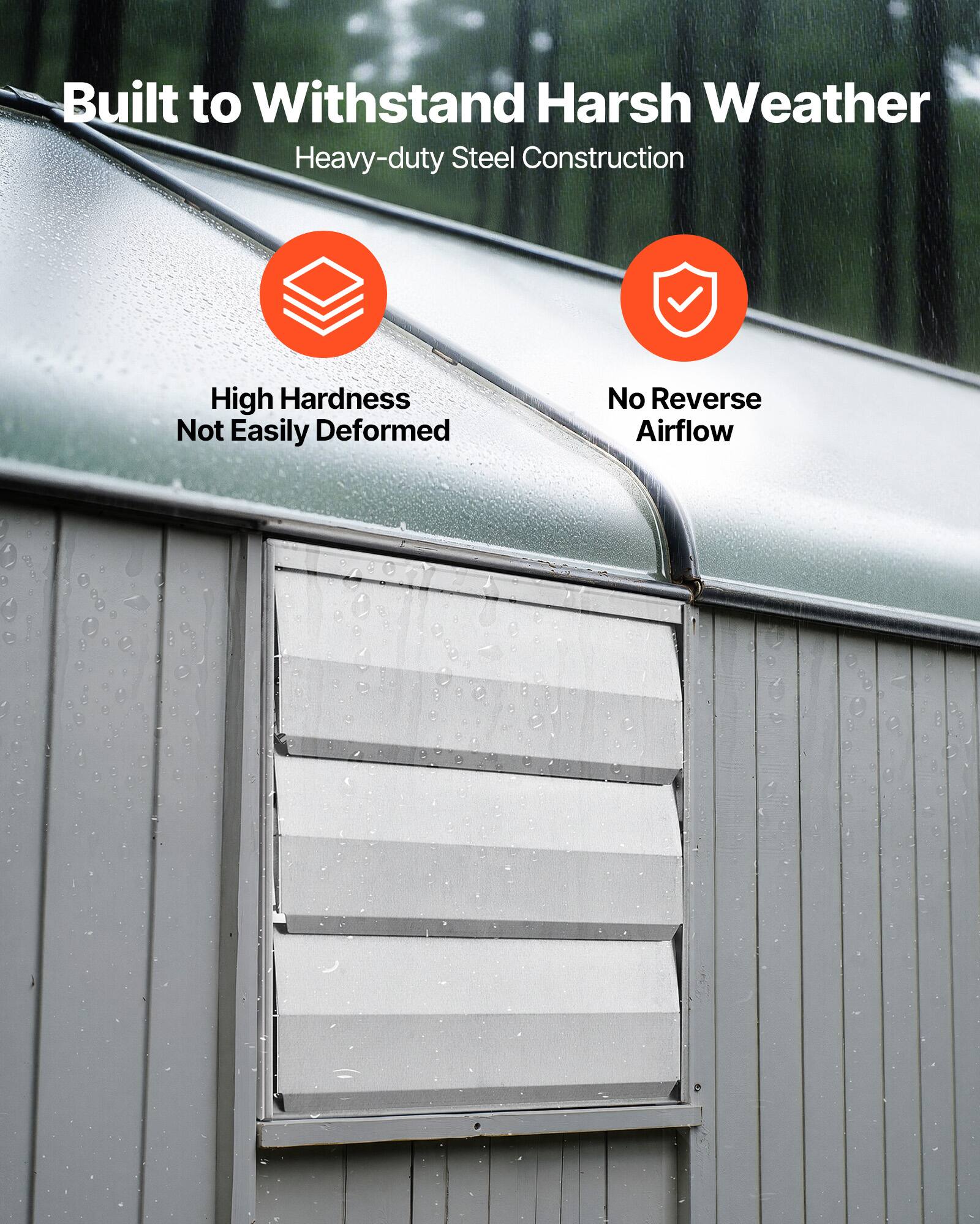 Built to Withstand Harsh Weather  
Heavy-duty Steel Construction  
High Hardness  
Not Easily Deformed  
No Reverse Airflow
