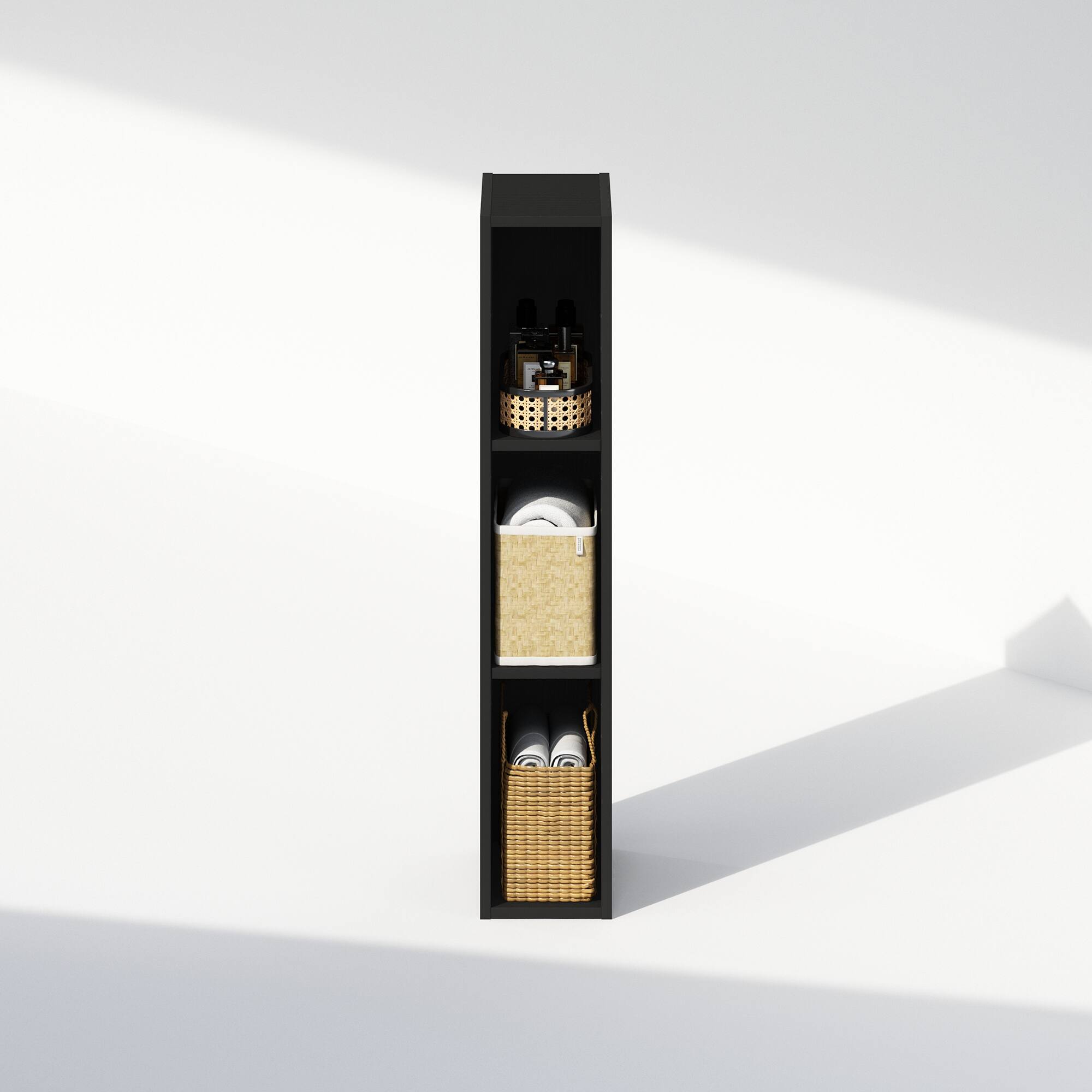 Alt View 4. Furinno - Reed 3-Tier Multipurpose Clothing & Closet Storage Organizer Shelf, 6-Inch Width - Blackwood.