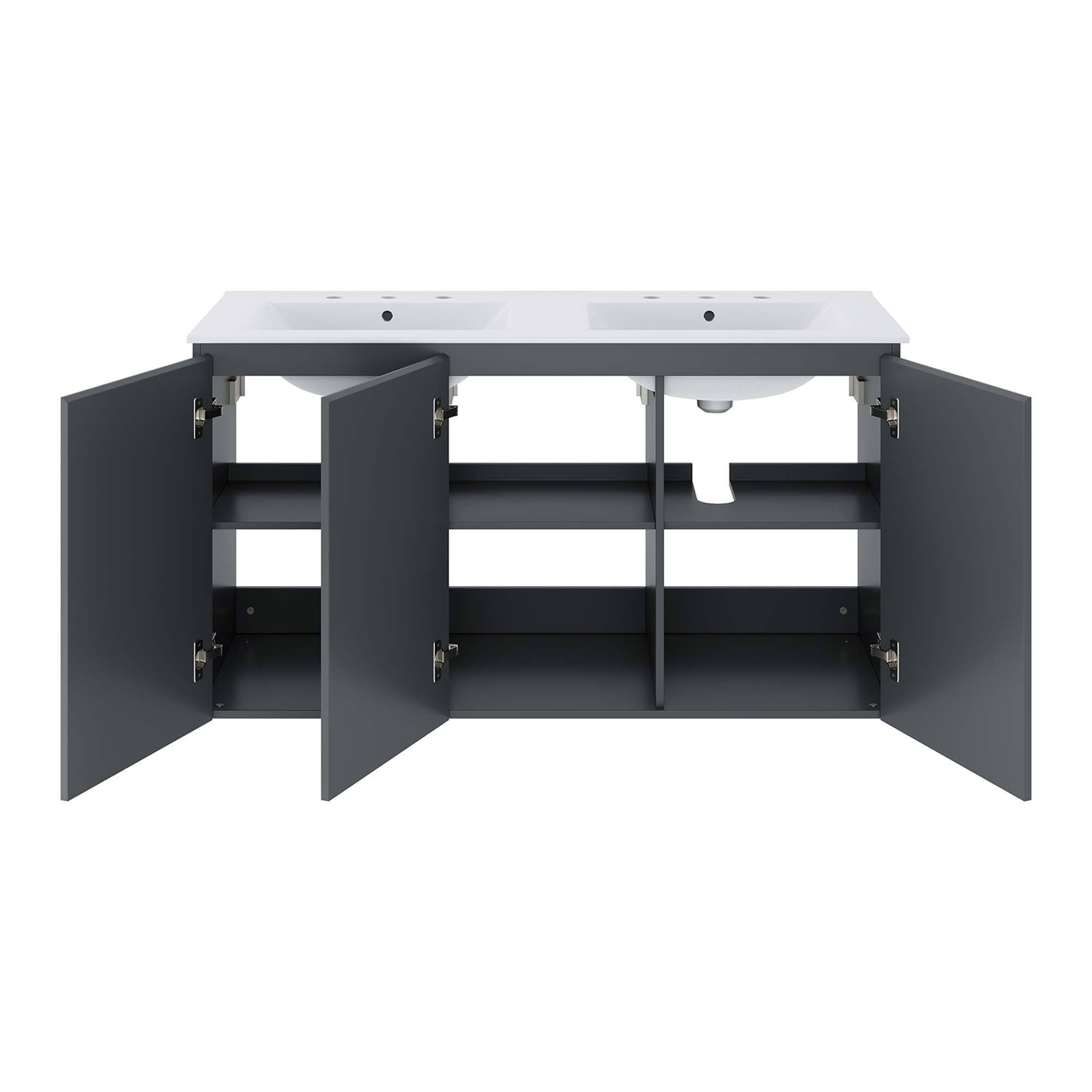 Alt View 2. Modway - Bryn Wall-Mount Bathroom Vanity Basin Included - Gray White.