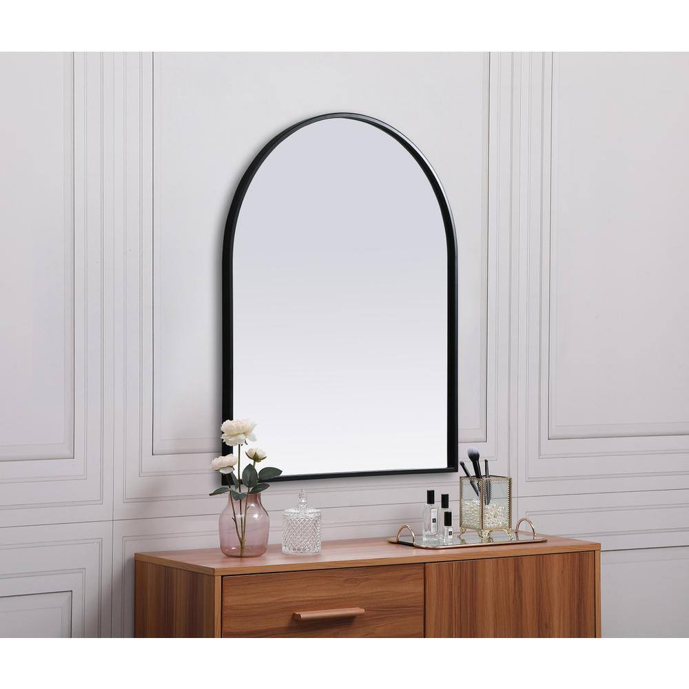 Alt View 2. Elegant Decor - Metal Frame Arch Mirror 24x30 Inch in Black - Black.