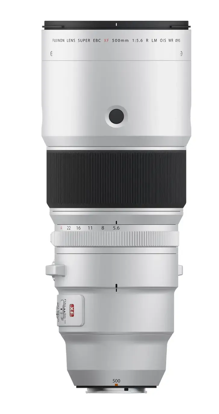 FUJINON LENS SUPER EBC XF 500mm 1:5.6 R LM OIS WR 095 e E A 22 16 11 8 5.6 E  i FULL FUll..5m.co BLG XF 500