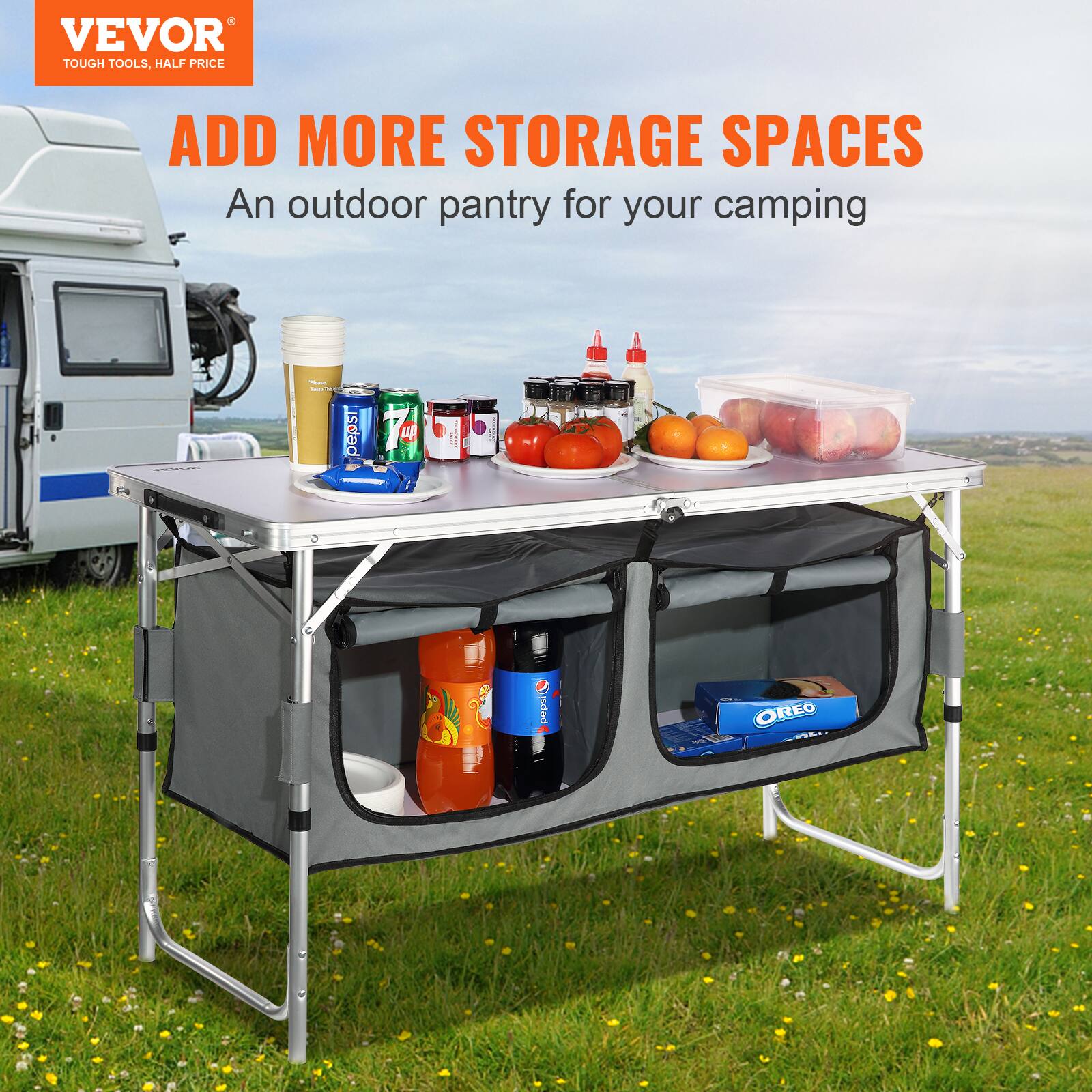 VEVOR TOUGH TOOLS. HALF PRICE ADD MORE STORAGE SPACES An outdoor pantry for your camping
