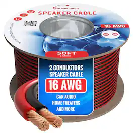 Cables Direct Online - 100FT 16/2 Speaker Wire CL3 Rated CCA (Copper-Clad Aluminum) 16AWG 2-Conductor Cable Low Voltage Black/Red - Black and Red