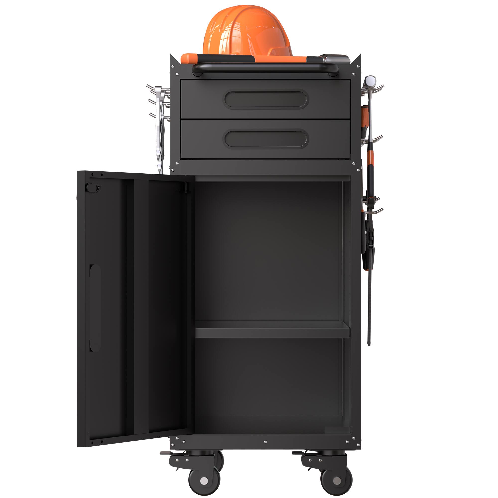 Alt View 1. Boyel Living - 34.3" Narrow Rolling Tool Cabinet Space-Saving Garage Storage with Lockable Door 2 Drawers and Large Handle - Black.