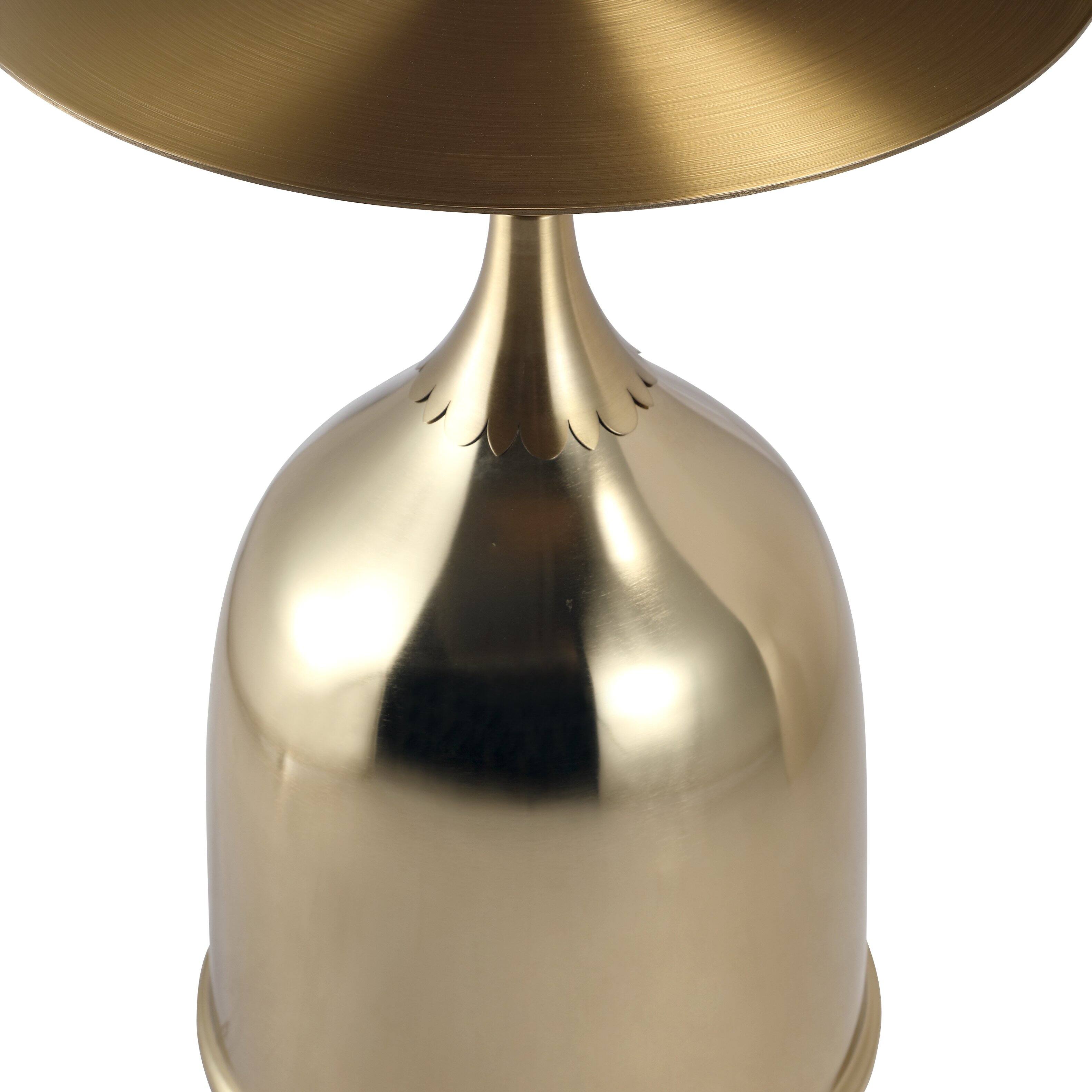 Alt View 5. LeisureMod - Modern Bell-Shaped Steel Top Accent Table with Powder Coated Finish for Living Room or Office - Gold.