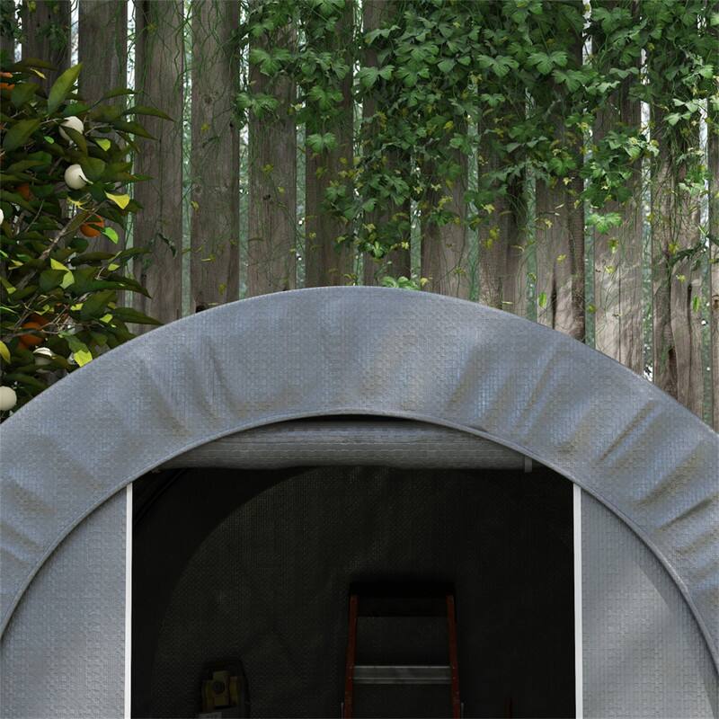 Alt View 2. HTUTWOO - Garden Storage Tent With Galvanized Frame - 6' x 8' Heavy Duty Outdoor Shed, Waterproof Portable Shade Shelter for Tools - Dark Gray.