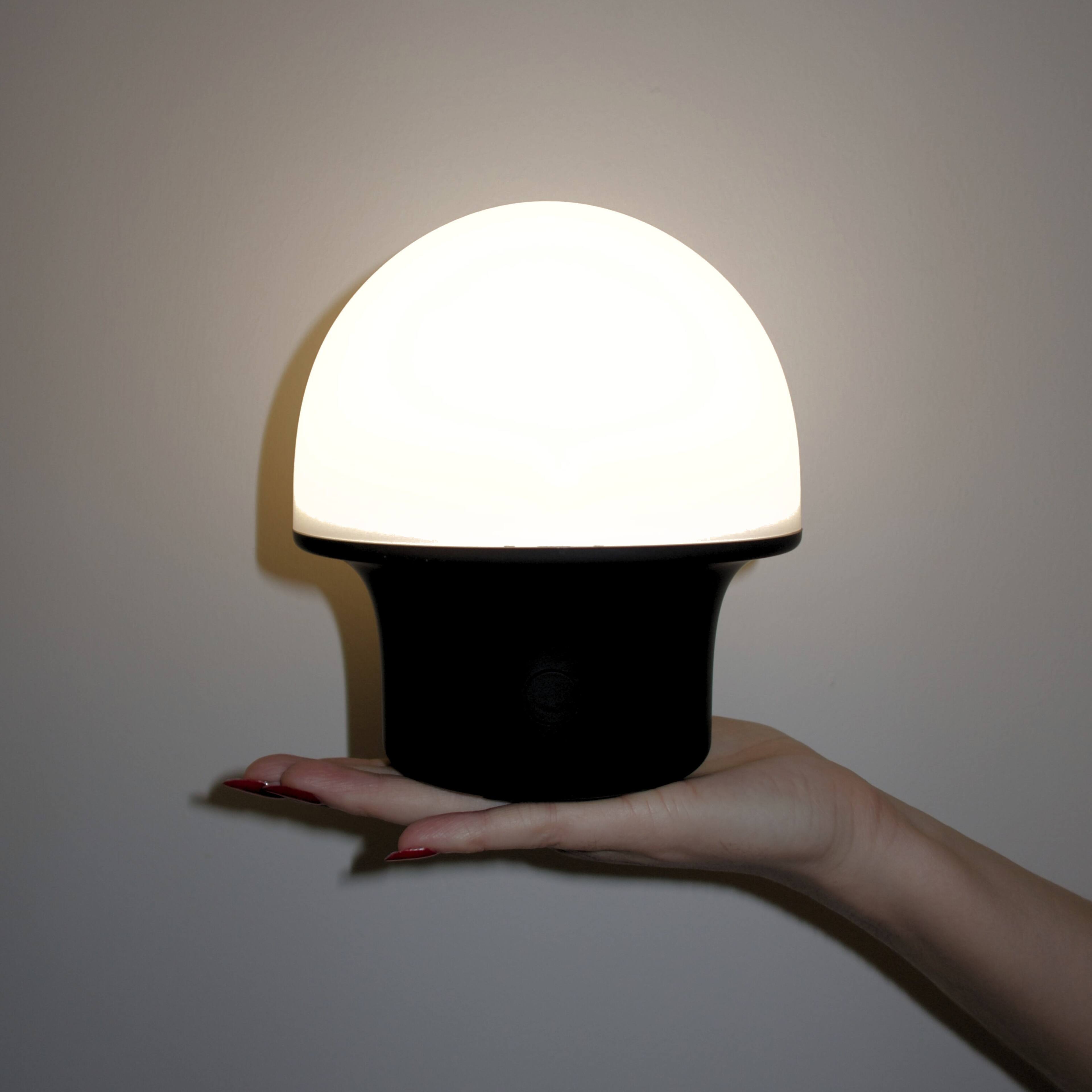 Alt View 1. Brightech - Portobello LED Modern Industrial Round Dome Dimmable Cordless Portable Indoor Outdoor Rechargeable Camping Desk Lamp - Classic Matte Black.