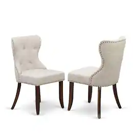 East West Furniture - East-West Furniture DLSI3-MAH-35 - A dining room table set of two wonderful dining chairs using Linen Fabric Doeskin - Mahogany
