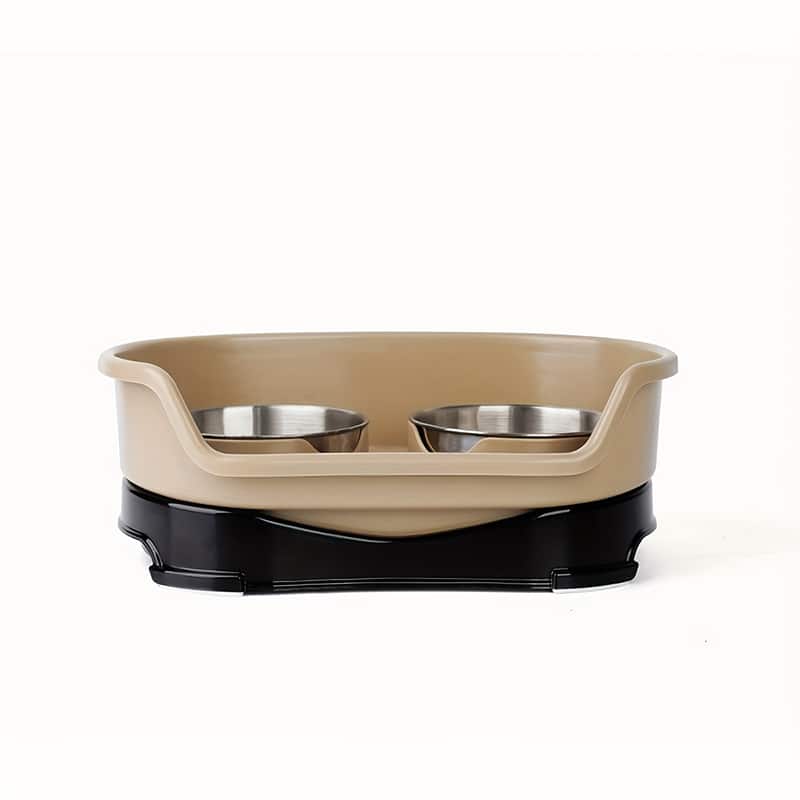 Supet - One-piece Double Stainless Steel Dog Bowl - Brown